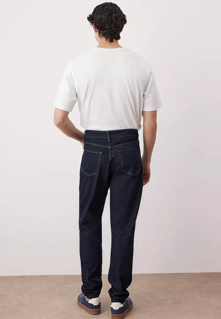 Dark Navy Essential Fit Tobacco Stitched Jeans