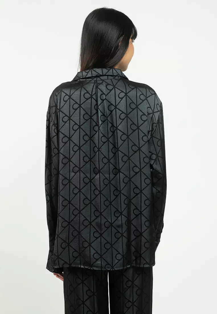 緞面印花睡衣恤衫 - Calvin Klein Underwear