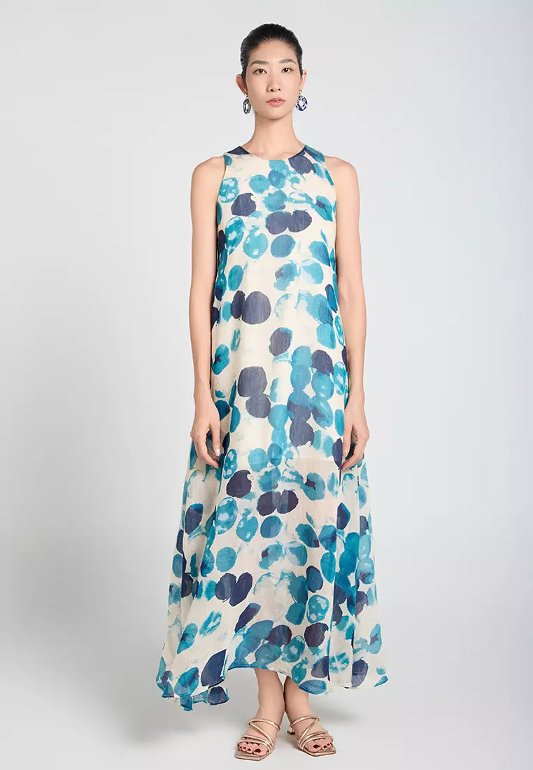 Patterned viscose-blend maxi dress