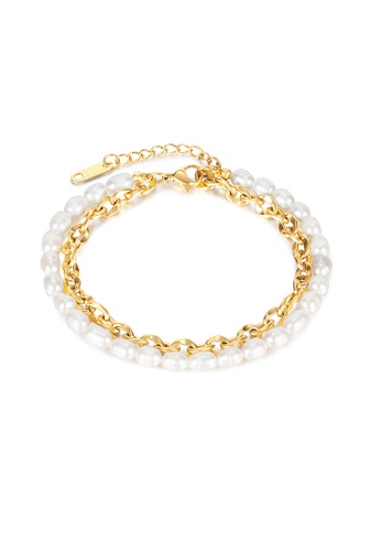 CELOVIS CELOVIS - Paola White Baroque Pearls Chain Bracelet in Gold ...