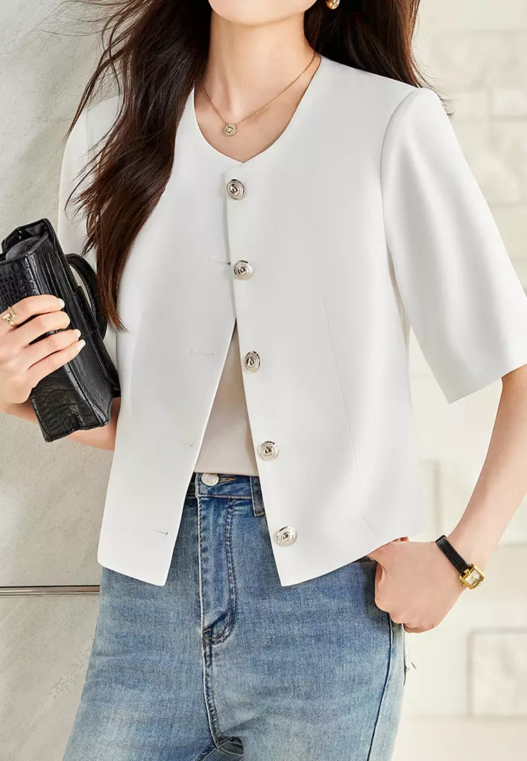 Round Neck Half Sleeve Blazer YGH-EQ86822