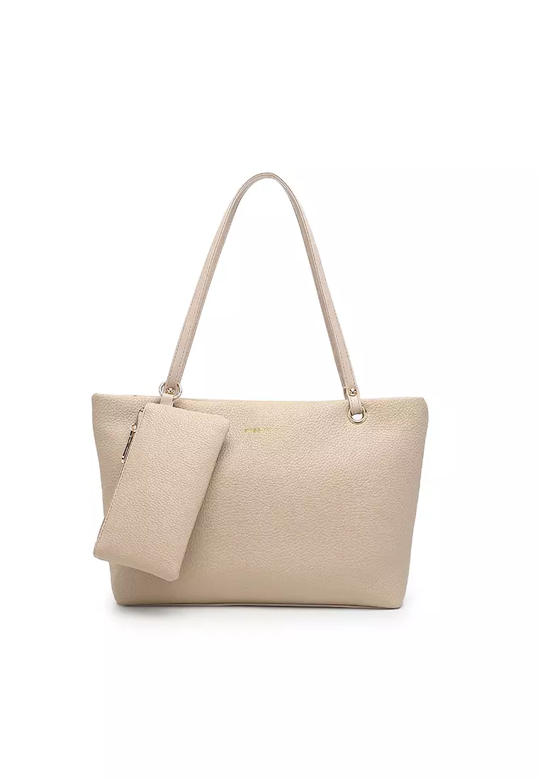 Women's 2-in-1 Tote Bag & Pouch - Beige