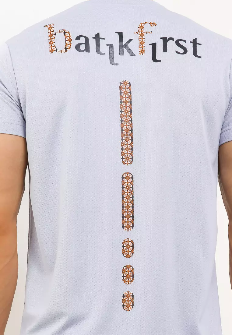 T Shirt Rib Back Print Batik Kawung Line Short/Slv