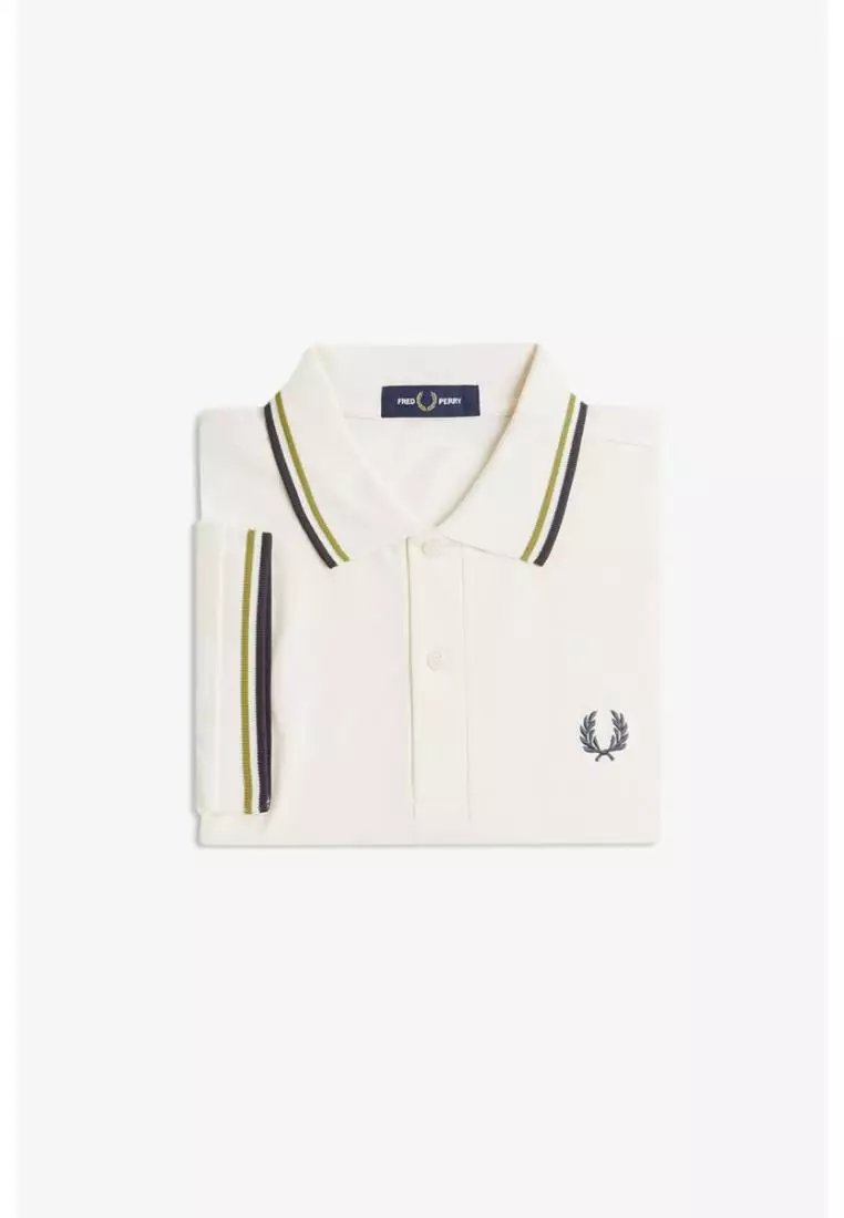 Fred Perry M3600 Twin Tipped Fred Perry Shirt (Ecru / Tennis Ball Yellow / Anchor Grey)