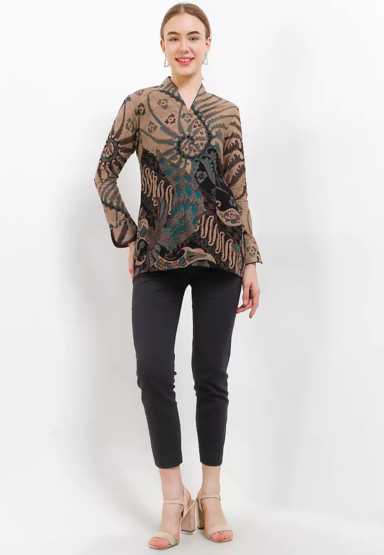 Blouse Batik Dasarata Ijo Premium Slimfit Elegant