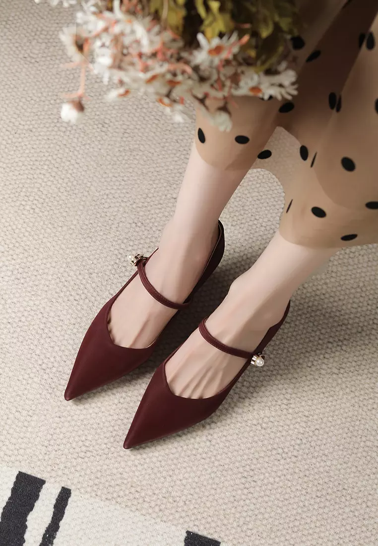 6CM Pearl Strap Satin Wedding Heels XJ3356-3