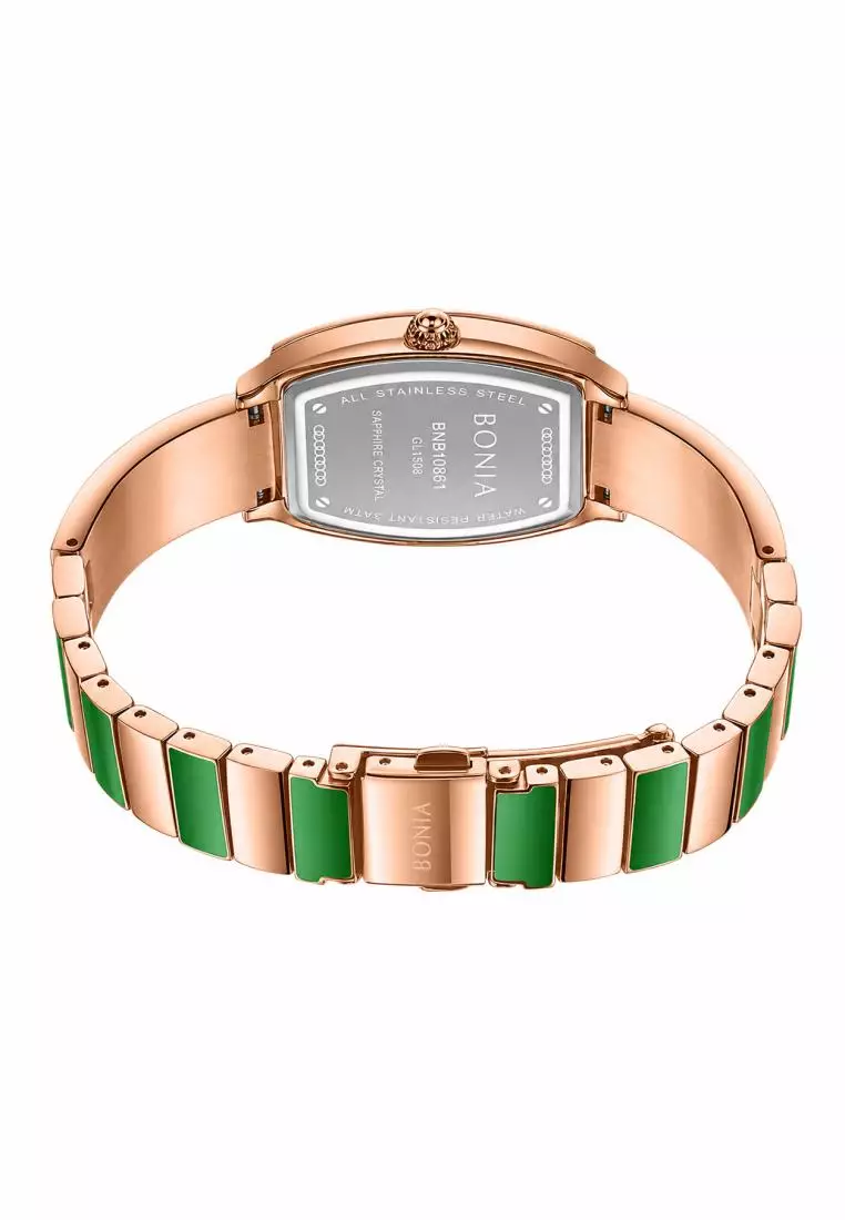 Bonia BNB10861-2597S Hijau Diamond Ring Rosegold Cewek