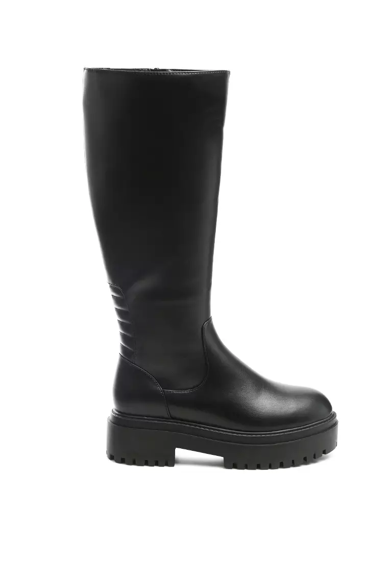 Discount on London Rag  shoes - SKU: Round Toe Knee High Platform Boot In Black