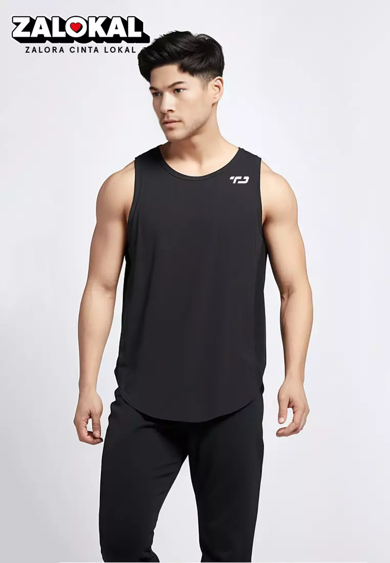 Td Active MS177 sleeveless kutung running jersey Shoulder Logo Run hitam