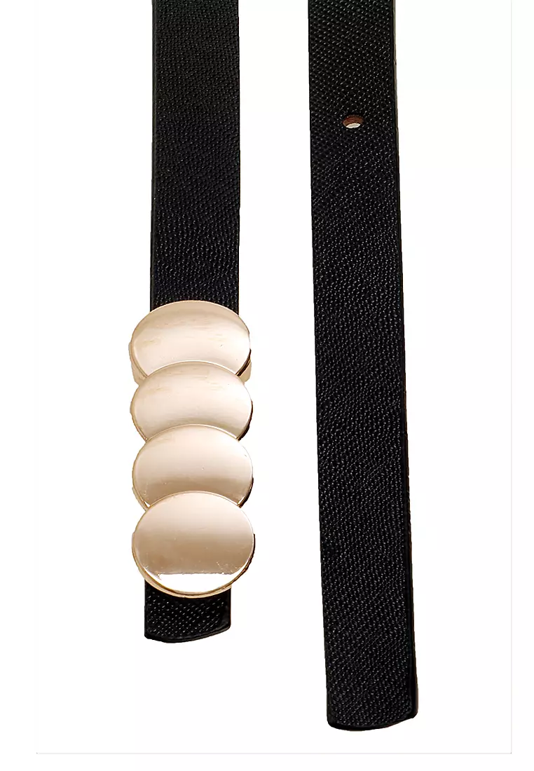 Fern Ikat Pinggang Gesper Wanita Stylish Casual Comfortable Material Leather Kulit ORIGINAL - Black