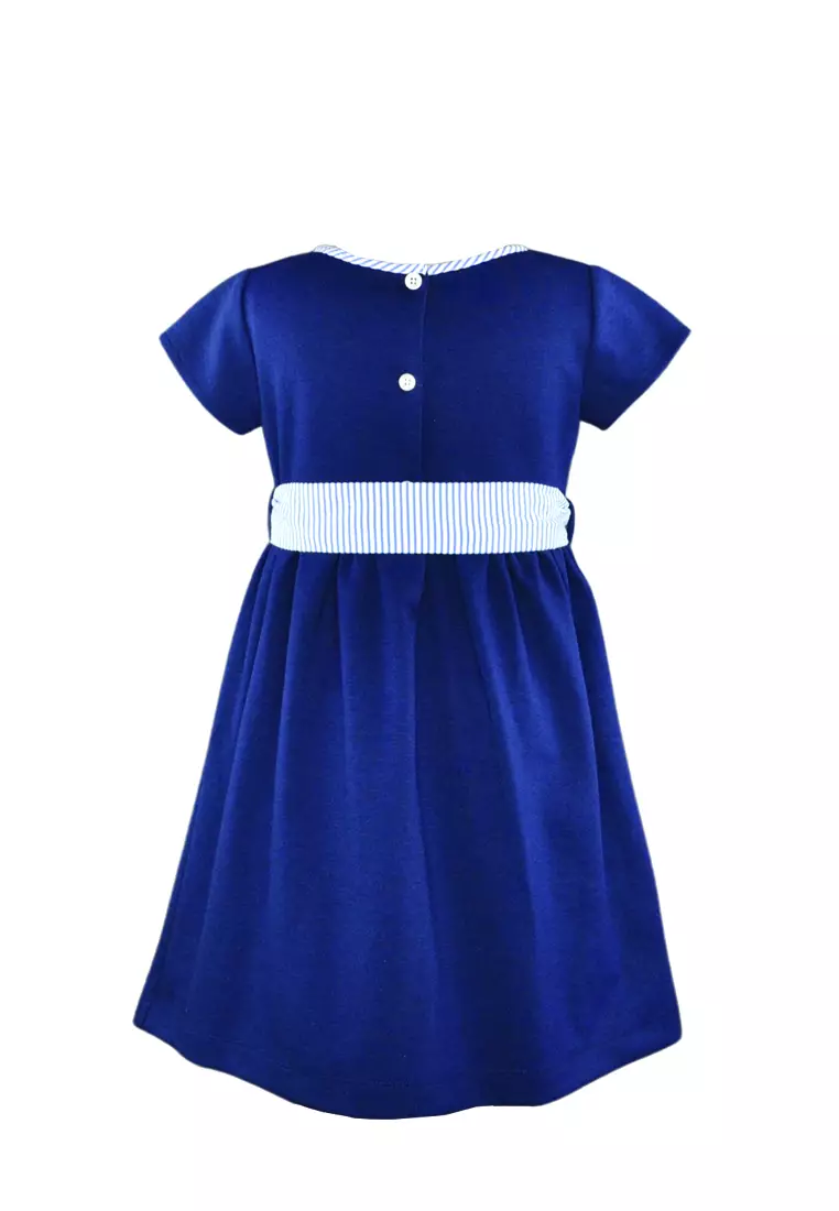 Anais Girls Kids Plain Dress With Stripe Belt
