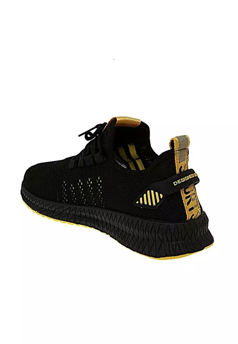 Chayton Sepatu Olahraga Pria Kasual Running Sport Material Flyknit Mesh ORIGINAL - Black Yellow