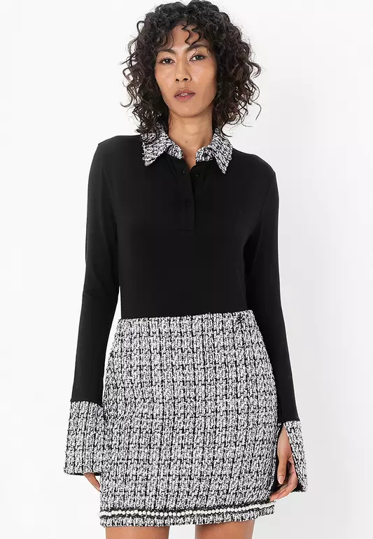 Bouclé Long-Sleeved Polo Shirt