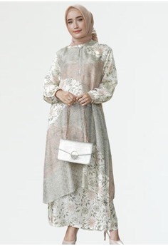 Karina Design beige Johana Baju Kurung Set Batik 57DB6AA6A6021AGS