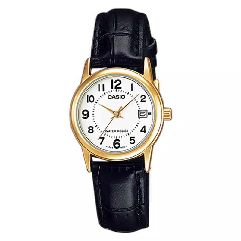 Jam Tangan Wanita Analog Casio Standard LTP-V002GL-7BUDF LTPV002 LTP-V002G White Dial Leather Band