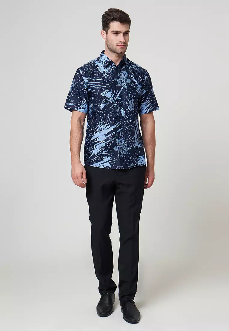 Slimfit Kenzie Kemeja Batik Pria Lengan Pendek