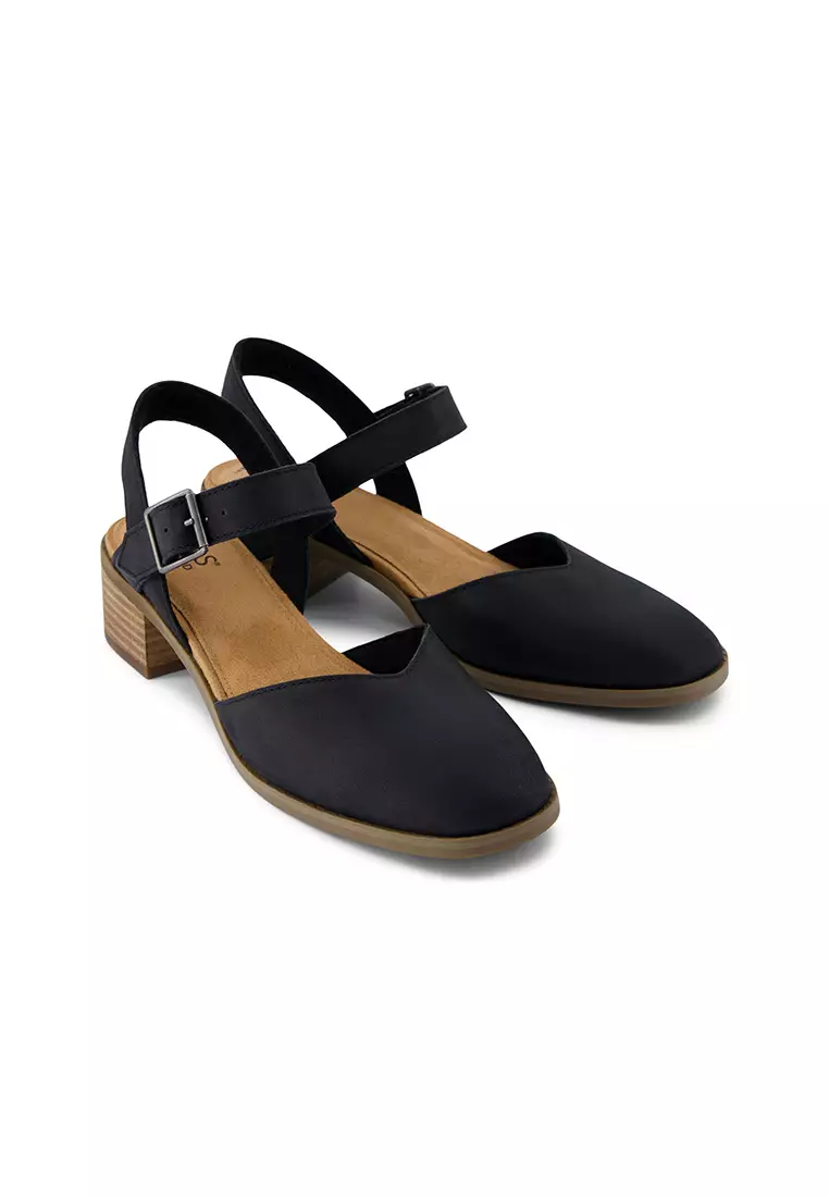 TOMS Women Jaclyn Black Leather Heels