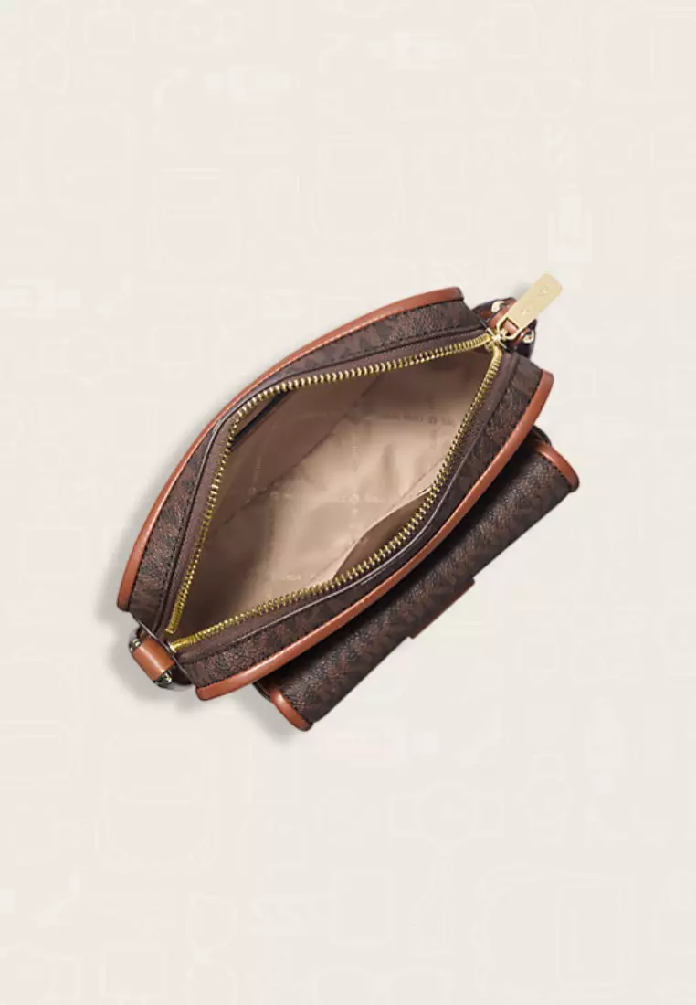 Michael Kors Bradshaw Extra-Small Signature Logo Camera Crossbody Bag Brown
