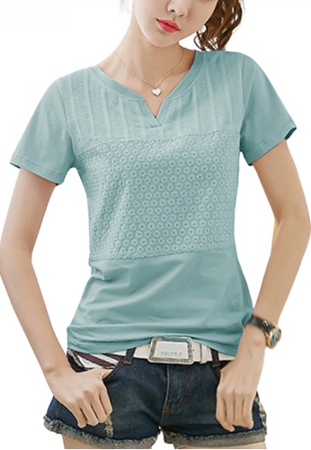 HAPPY FRIDAYS Patch Textured Fabric Short Sleeve T-shirt JW GW-88872 BB59BAA1B1127FGS_1