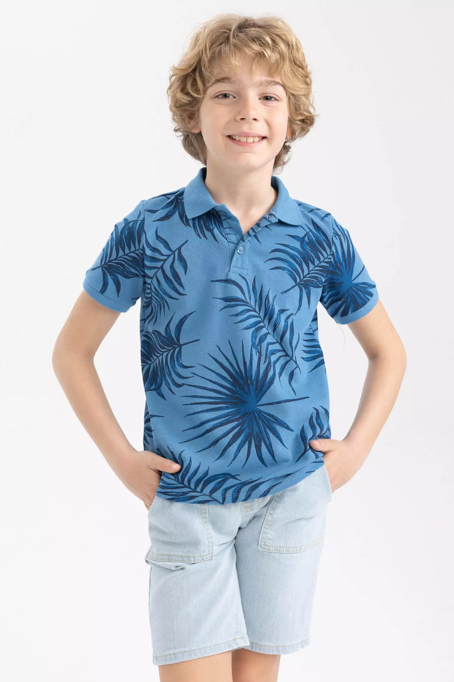 Patterned Pique Short Sleeve Cotton Polo T-Shirt