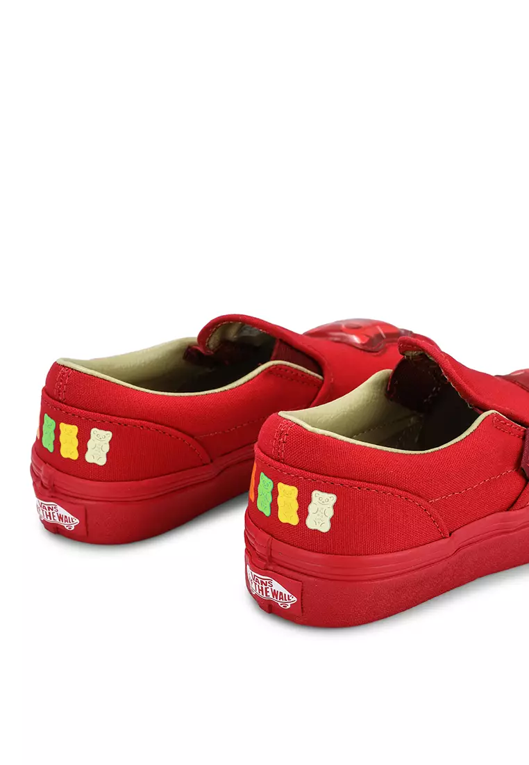 Solid red vans slip ons hot sale