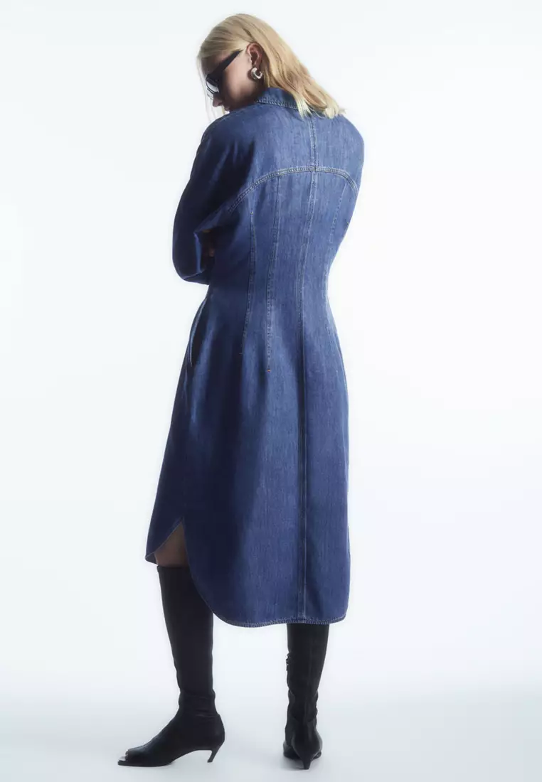Oversized Waisted Denim Shirt Dress