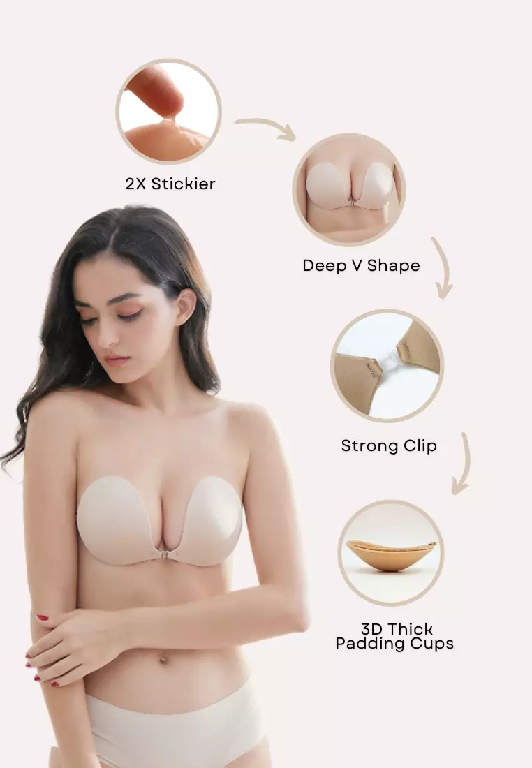 Kiss & Tell Angel Push Up Nubra in Nude Seamless Invisible Reusable Adhesive  Stick on Wedding Bra 隐形聚拢胸胸貼 2024, Buy Kiss & Tell Online