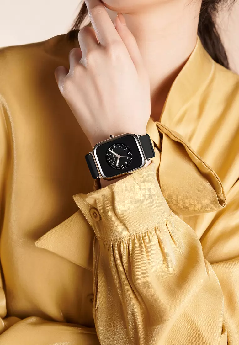 Jam Tangan Wanita Anti Air Kuarsa Square Mode Tali silikon Jam Tangan Cewek