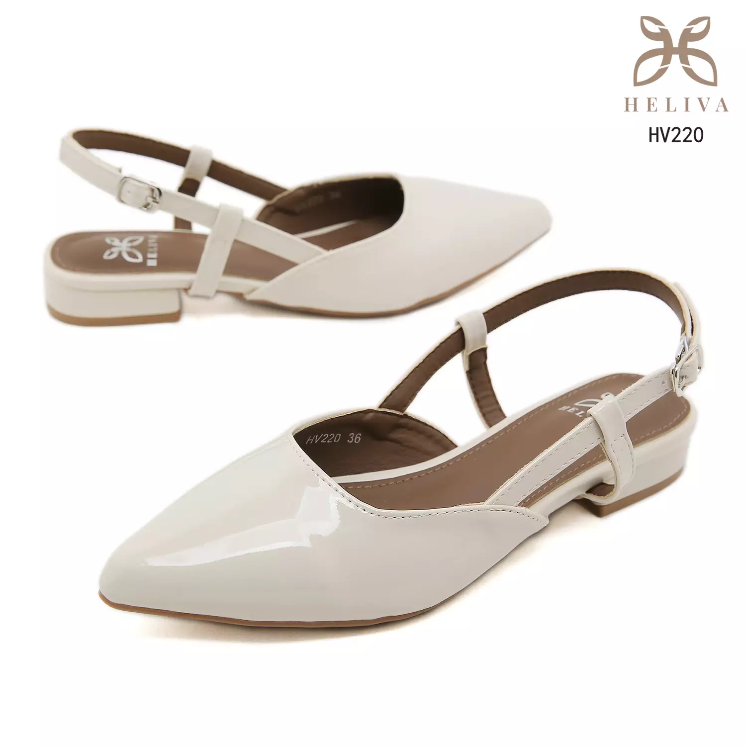 HELIVA LYSANDRA Slingback Flats 2cm Premium Pointed Toe Glossy Series HV220