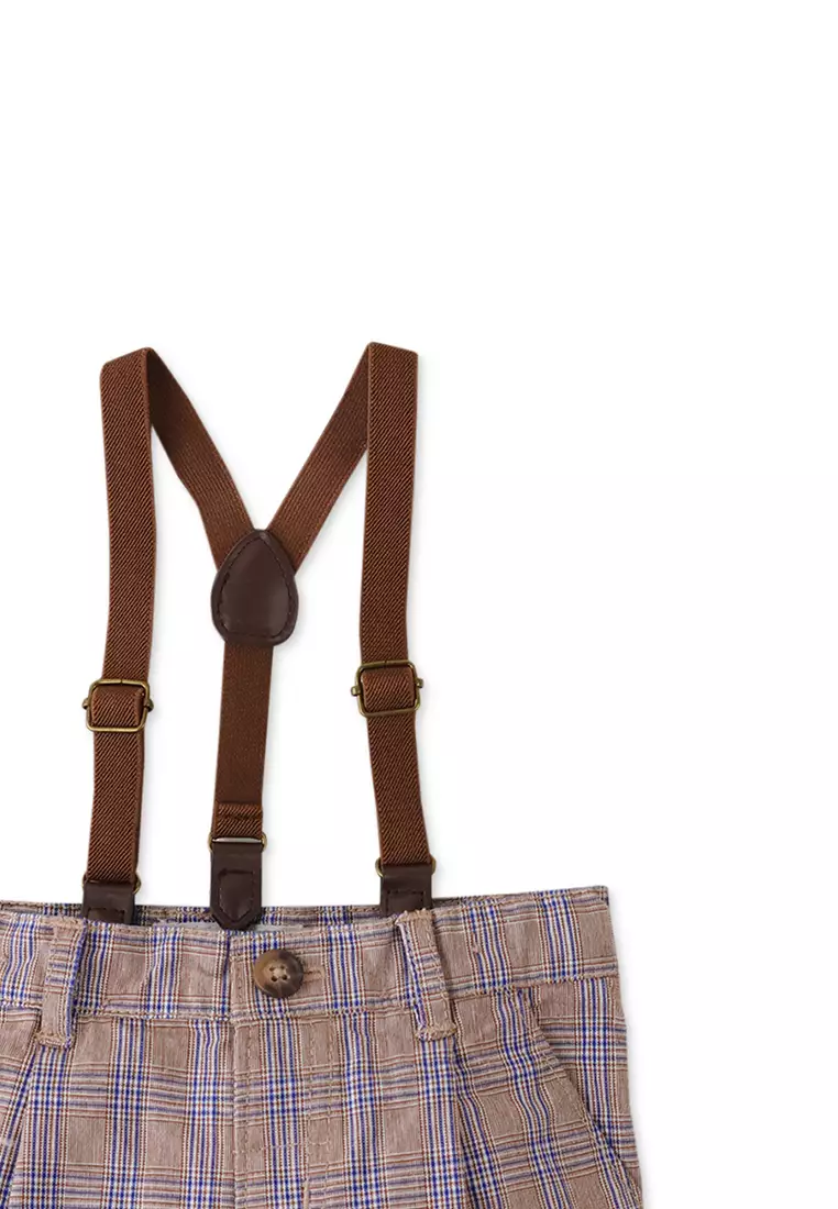 Baby Boys Low Crotch Houndstooth Pants with Suspenders