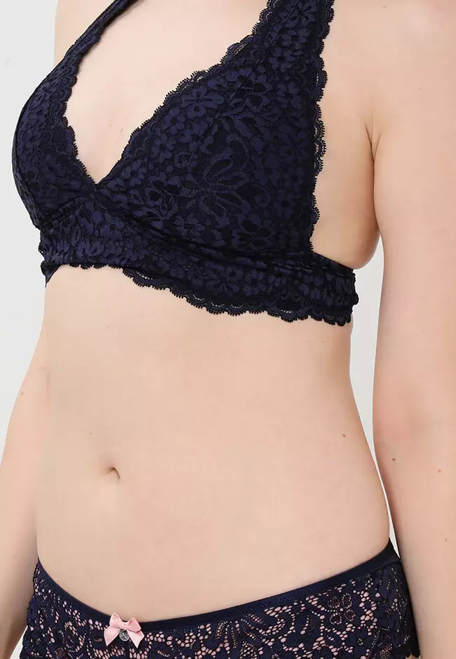 Gilly Hicks core lace halter bralette in black