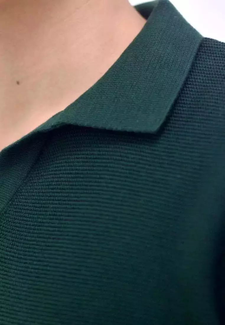 Kale Matteo Bottle Green/ Kaos Rajut Polo Lengan Pendek Pria