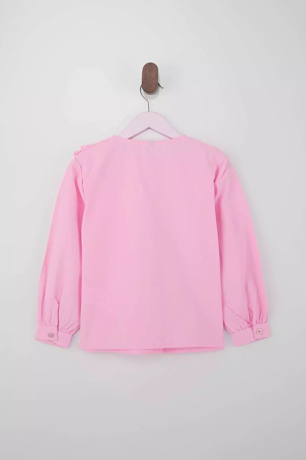 Pink Girl'S Baby Collar Woven Long Sleeve Holiday Shirt Tkdss26Go00002