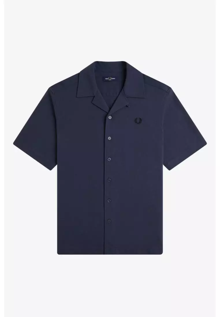 Fred Perry M1745 Compress Mesh Revere Collar Shirt (Dark Airforce)