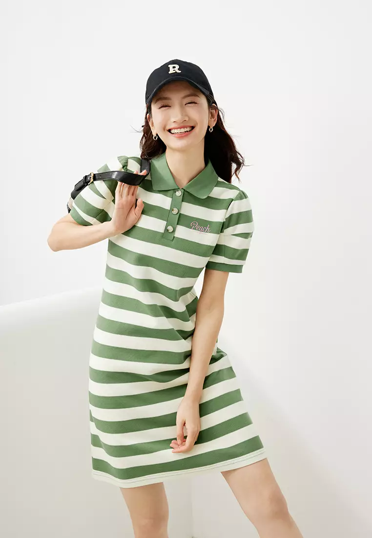 Polo T-Shirt Dress with Stripes