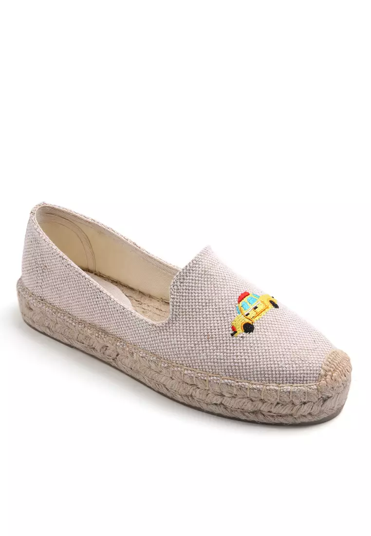 Platform Embroidery Linen Espadrilles HB6106