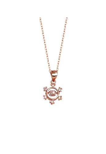 ZITIQUE gold Women's Splendid Diamond Embedded Snow Flower Necklace - Rose Gold 2FA35ACA49C235GS_1
