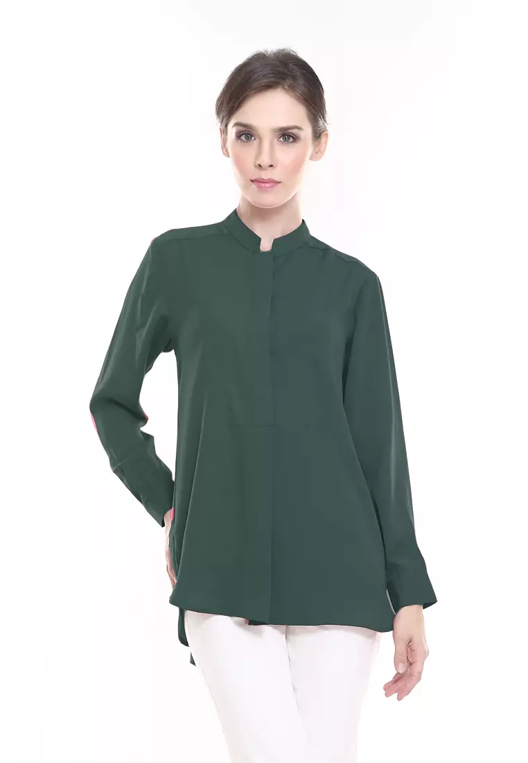 Eva Suit Shirt Top Office Wear in Emerald Green