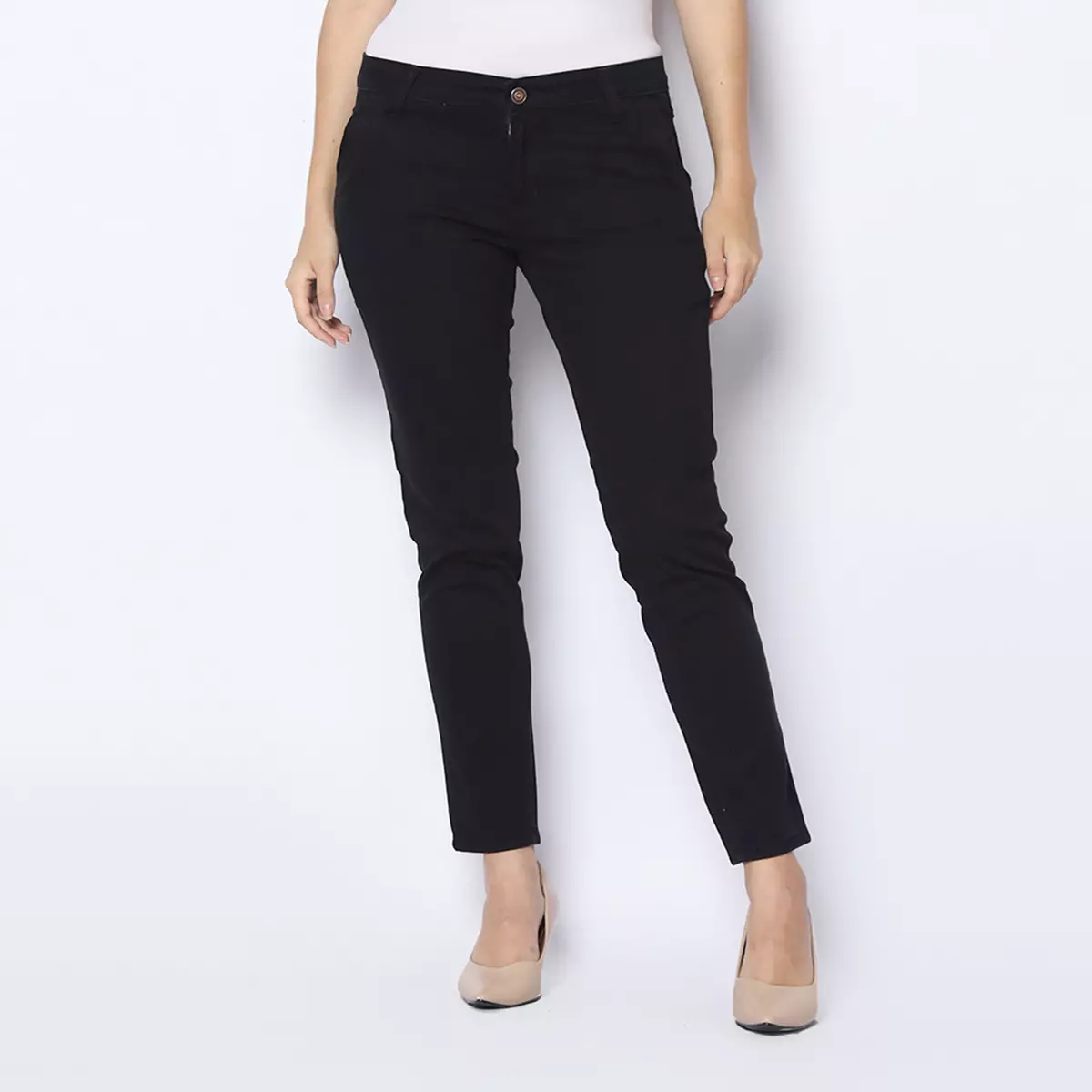 Bundling Fortune Celana Panjang Wanita Chinos Slim Fit Tebal Melar Soft Black and Khaki