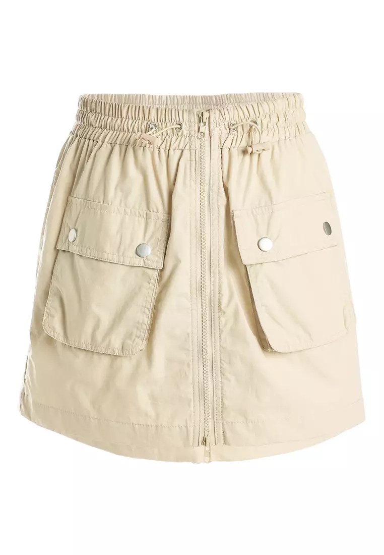 Flap Pocket Cargo Mini Skirt in Cream