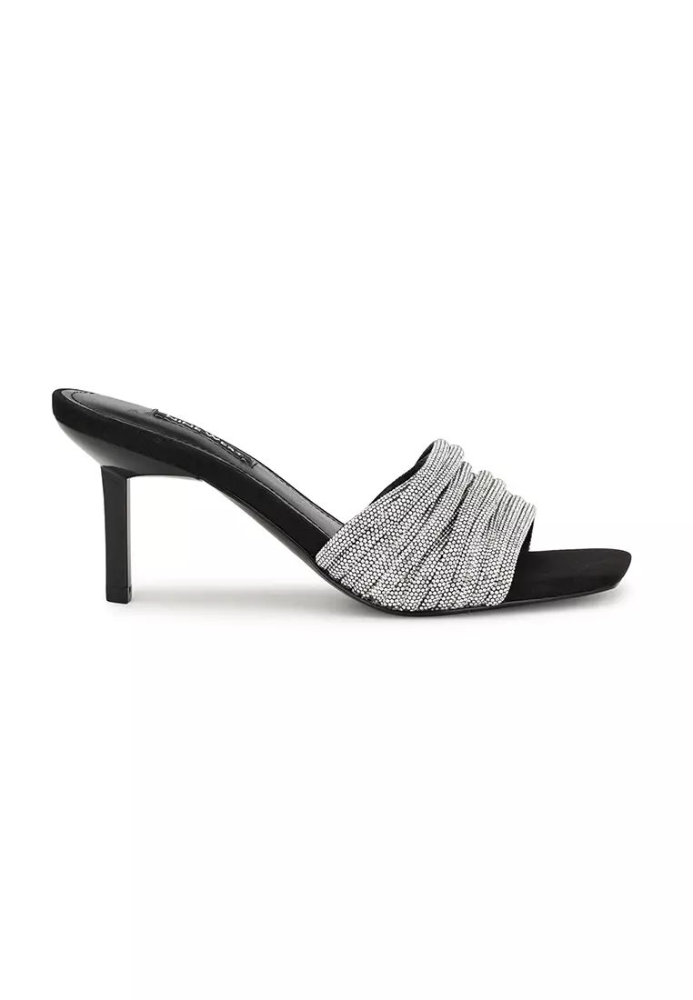 Discount on Nine West  shoes - SKU: Harbor Heeled Slide Sandals Black