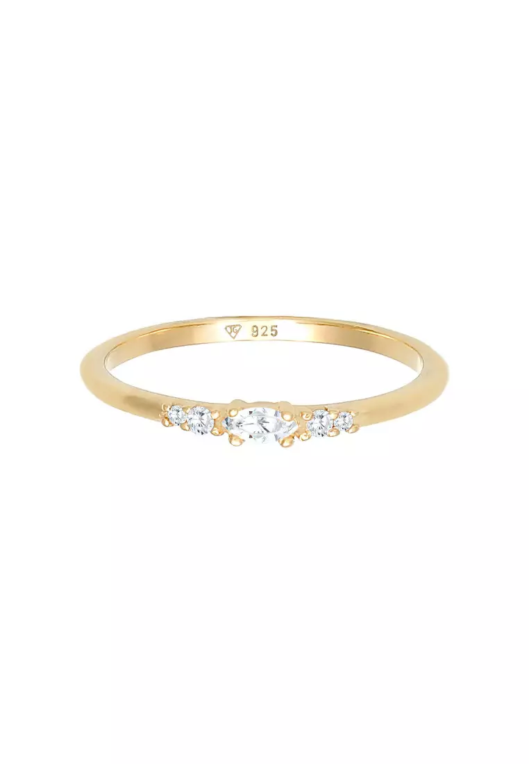 Cincin Perhiasan Perak 925 Wanita Marquise Engagement Zirconia Gold Plated