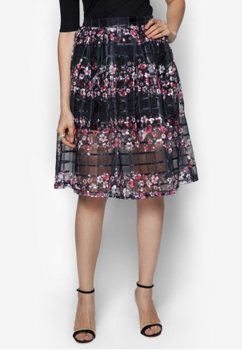 歐根紗花色短裙zalora時尚購物網的koumi koumi, 服飾, 及膝裙