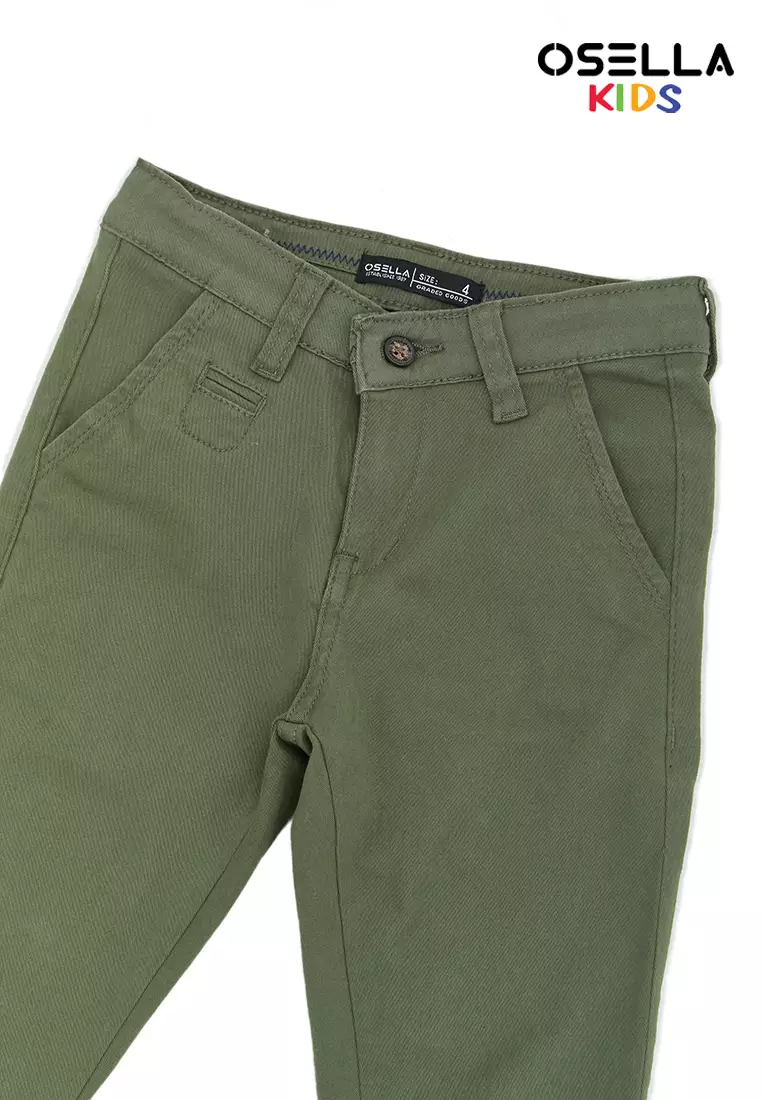 [NEW] Osella Earth Collection Slim Fit Chinos in Army Green 228P400254 | Celana Panjang Anak Laki-Laki