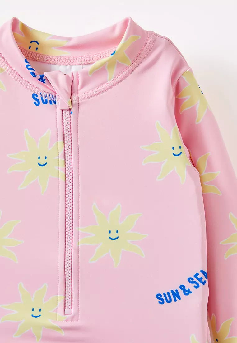 Lucy 長袖荷葉泳衣