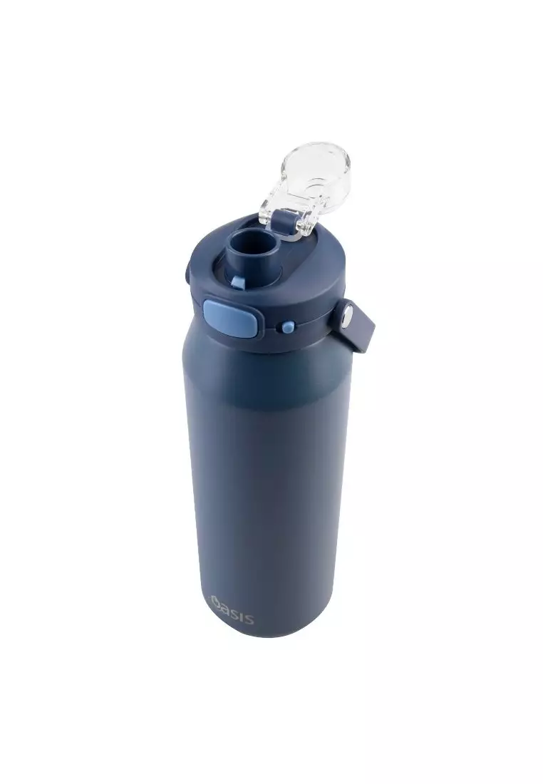 Oasis Ceramic Stainless Steel Triple Wall Capri Quick Release Drink Bottle 1L - Indigo