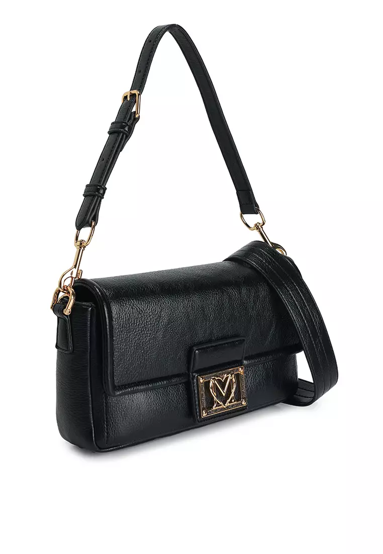 Locked In Gold Logo Plaque Shoulder Bag (nt)