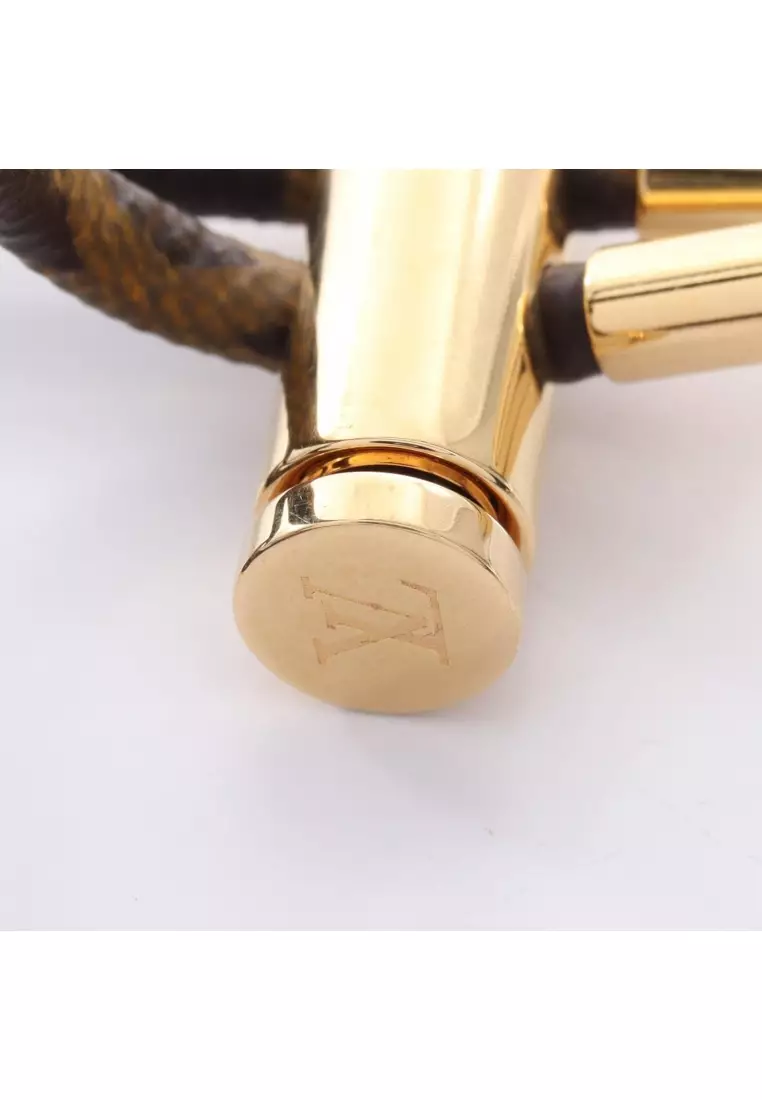 Pre-Loved Louis Vuitton Collier toggle monogram necklace PVC GP Brown gold