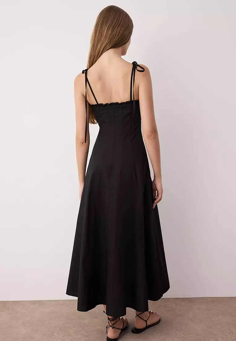 Black Waist Opening Maxi Dress