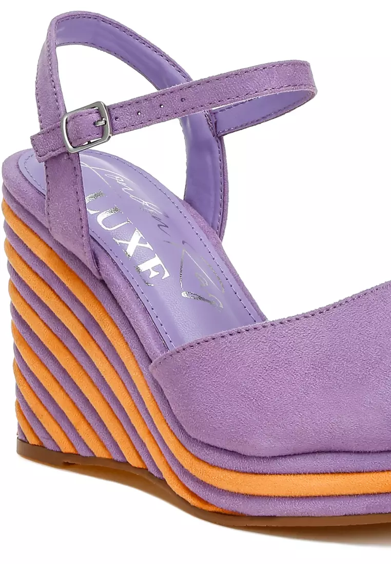 Dual Tone Wedge Sandals in Purple